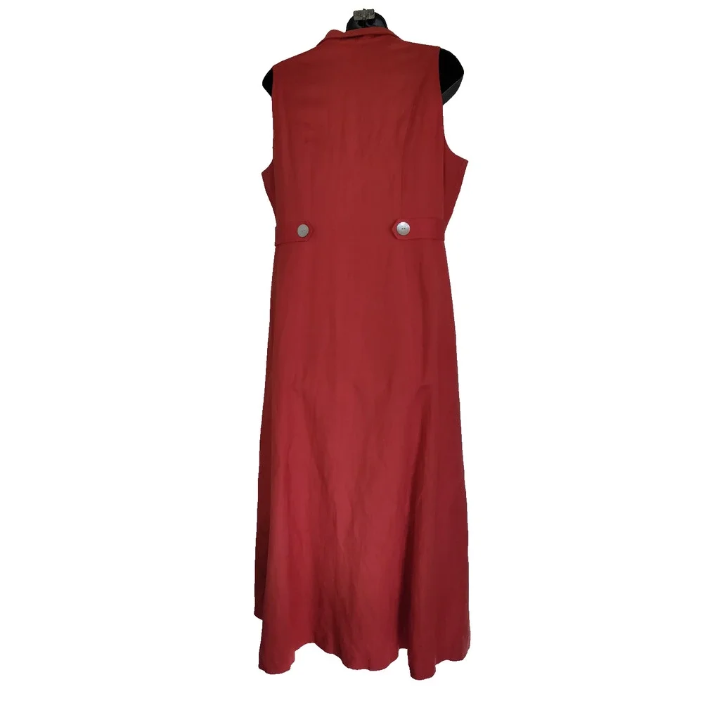 Coldwater Creek Orange Linen Blend Dress Sz 14 Mother Pearl Buttons Down FLAWS - Picture 12 of 16